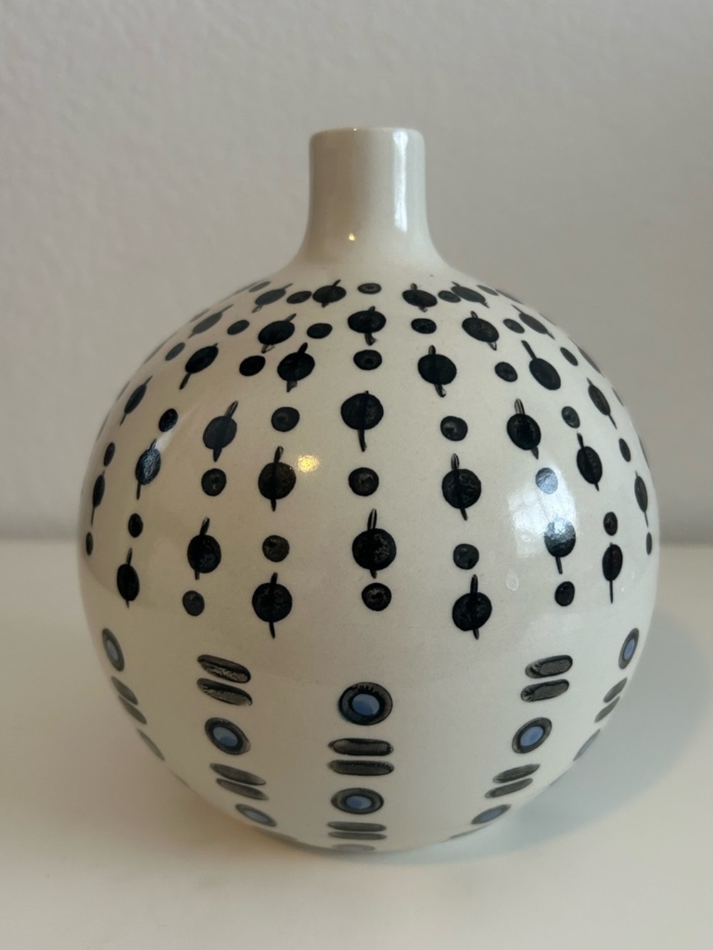 West Elm Potters Workshop Round Bud Vase with Geometric Dotted Pattern